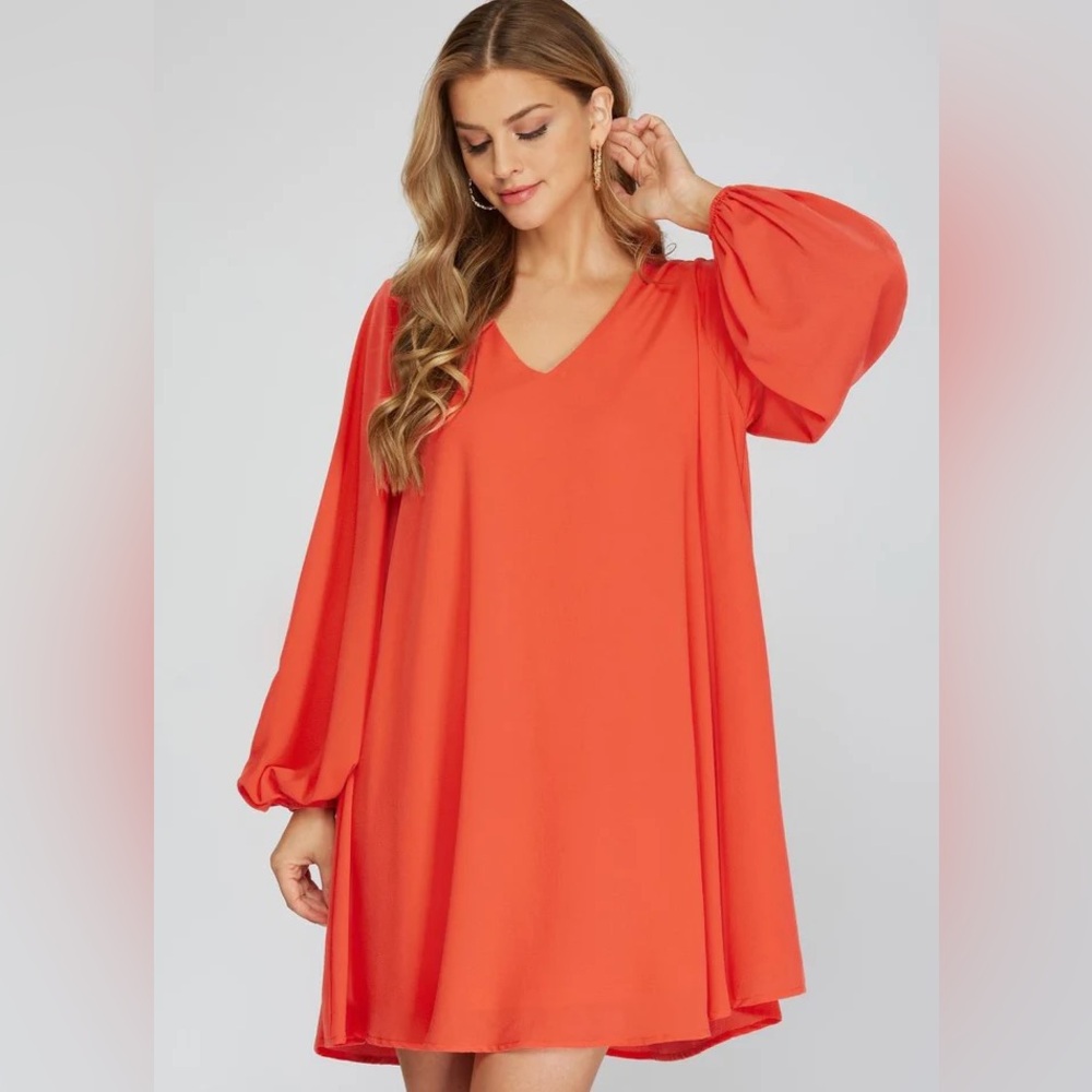 ASOS Vibrant Orange Long Sleeve Dress